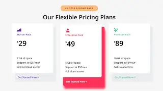 Pricing Tables Using HTML CSS & JavaScript | Pricing Card UI Design