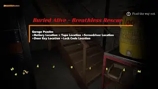 Buried Alive Breathless Rescue Garage Puzzles | Battery Location | Door Key Location