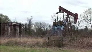 Old oil well pumpjack