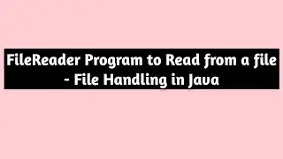 FileReader Program To read From a File - File Handling in Java