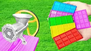 EXPERIMENT COLORFUL CHOCOLATE BAR VS MEAT GRINDER