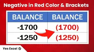 Display Negative Numbers in Red Color and in Brackets in Excel