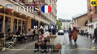 🇫🇷PARIS MARAIS 🌧️🍁4th Arrondissement Rainy Walking Tour 4K Saint-Paul ➜Rue des rosiers ➜ Beaubourg