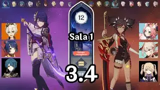 Raiden National y Xinyan Carry Abismo 12 sala 1 derrotar guardian de las ruinas Genshin Impact 3.4