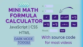 Mini Math Formula Calculator Using Javascript, CSS And HTML | Dark Mode Toggle