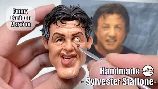 Sylvester Stallone funny cartoon sculpture fully handmade from polymer clay【Clay Artisan JAY】