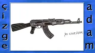 Kalashnikov AK-47 drawing with charcoal