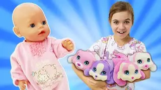 Беби Бон Эмили и маленькие собачки! Играем в куклы в видео для девочек про Baby Born