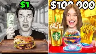 $1 vs $100,000 FOOD CHALLENGE ft JORDAN MATTER! *Shocking* School Target Haul + Best Pranks vs Hacks