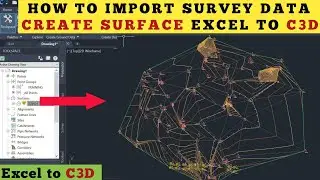 How to import Survey Data from Excel into Civil3D || Create Surface using Civil3D