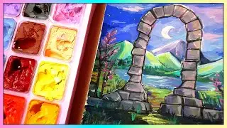 Gouache Sketchbook Concept - Fantasy Portal - HIMI gouache review
