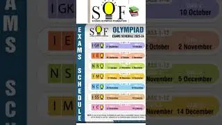 SOF Exam Schedule 2023-24 | Science Olympiad Foundation 