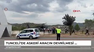 Tunceli'de askeri aracın devrilmesi sonucu yaralanan 5 askerden 3'ü helikopterle Tuceli Devlet Ha...