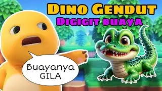 Dino Gendut Digigit Buaya G1LA 😂 Dino Kuning Lucu || Dino Gendut bahasa indonesia || Part 28
