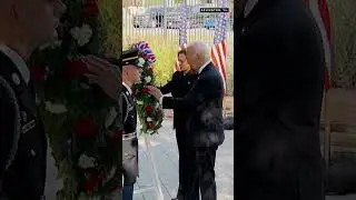 Biden and Harris participate in a wreath laying at the Pentagon, commemorating 23 years since 9/11