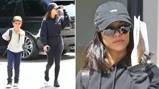 EXCLUSIVE - Kourtney Kardashian And Mason Disick Call The Paparazzi 'Stupid' While Out In Calabasas