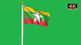 myanmar flag green screen video