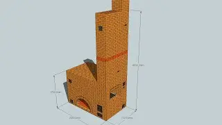 Кладка Русской печи с подтопком и отопительным щитком на втором этаже. 3-d чертеж Русской печи.