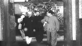 Indian Prime Minister Jawaharlal Nehru and Chinese leaders Mao Tse-tung and Chou ...HD Stock Footage