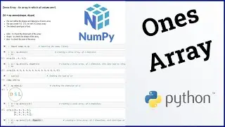 Python Numpy Tutorial - 3 ... Ones Array  || np.ones( )