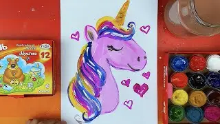 Как нарисовать ЕДИНОРОГА красками гуашь