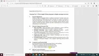 Simple Python program to display message on screen | Programming with Python (22616) | Practical 2
