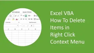 Excel VBA How To Delete Items in Right Click Context Menu