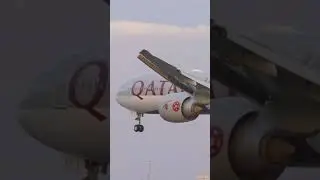 Qatar Airways 777-300(ER) IN THE World Cup livery arrival at Manchester Airport #shorts