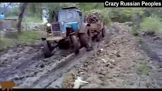 Best Tractor stuck in mud compilation 2017.  Crazy Russian People.