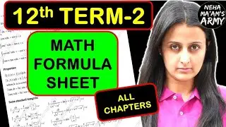 12th Term 2 MATH FORMULA SHEET | COMPLETE SYLLABUS