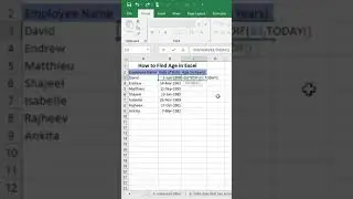 How to find Age in EXCEL #msexcel #reels #Shorts