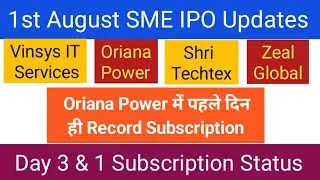 1st August SME IPO GMP | Oriana Power IPO GMP And Subscription | Vinsys IT Services IPO |