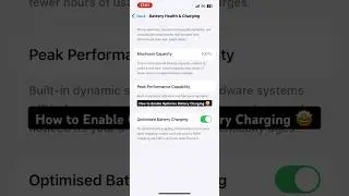 How to Enable/disable Optimise Battery 🔋 Charging 