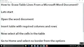 How to  Erase Table Lines From a Microsoft Word Document?