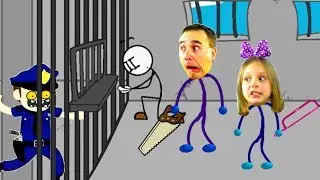 КАК открыть ЭТУ ДВЕРЬ? Stickman Jailbreak ПОБЕГ ИЗ ТЮРЬМЫ Стикмен путь на СВОБОДУ! Папа и Дочка