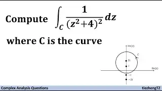 [Complex Analysis] Compute the Integral 1/(z^2+4)^2 in the given contour