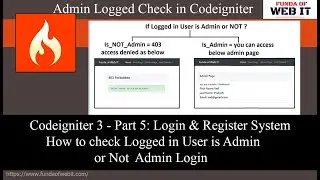 Codeigniter 3 - Part 5: Login & Register System | How to check logged in user is Admin | Admin Login