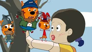 THREE CATS AND A GAME OF SQUID | Cartoon parody of three cats