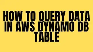 HOW TO QUERY DATA IN AWS DYNAMO DB TABLE