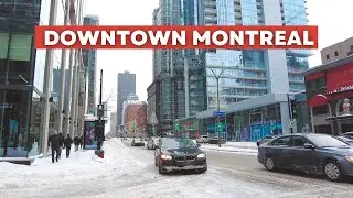 Snowy Downtown Montreal Walk [4K] 