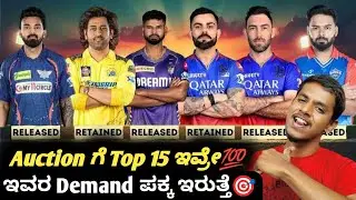 IPL 2025 top 15 players under auction table Kannada|IPL auction analysis and prediction