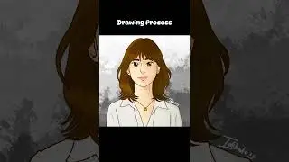 Animated girl drawing process in procreate