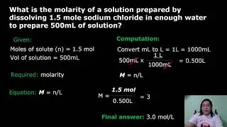 CONC  OF SOL'N MOLARITY