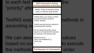 TestNG : SELENIUM : JAVA : Order of execution of test cases or methods using TestNG