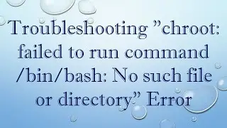 Troubleshooting chroot: failed to run command /bin/bash: No such file or directory Error