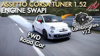 How to ENGINE SWAP | Assetto Corsa Car Tuner 1.52 Tutorial | Lamborghini V12 dropped in a FWD Car!