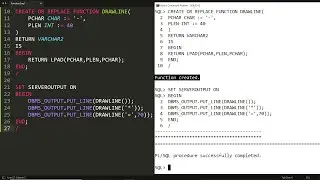 PLSQL function to draw line based on given character and length (User defined function demo-3)