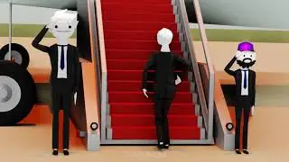 OneyPlays Animated - President Zach Hadel Falls Up Stairs to Air Force One