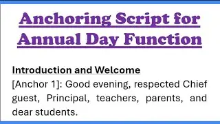 Anchoring Script for Annual Day Function in School Anchoring Speech by Teachers in School 1000 Words