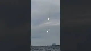 Two Falcon Heavy Side Cores Land Simultaneously as #NASAs GOES-U Launch #trending #viral